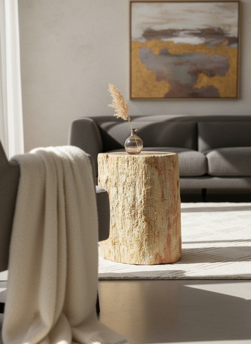 Tavolino tronco in legno pietrificato - 51036