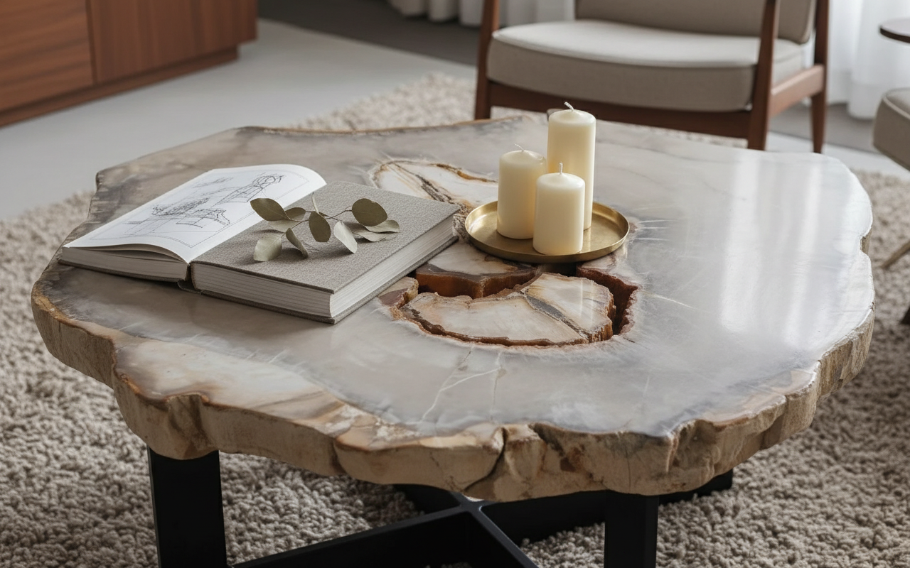 Lastra per tavolino in legno fossile - 60324