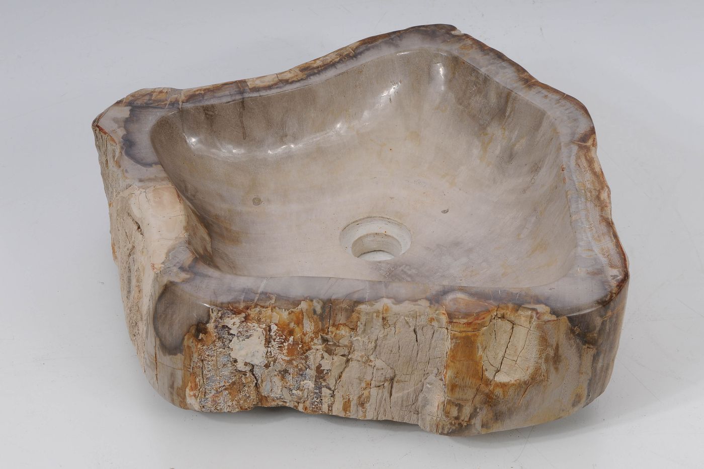 Lavandino da appoggio in legno pietrificato - 53406