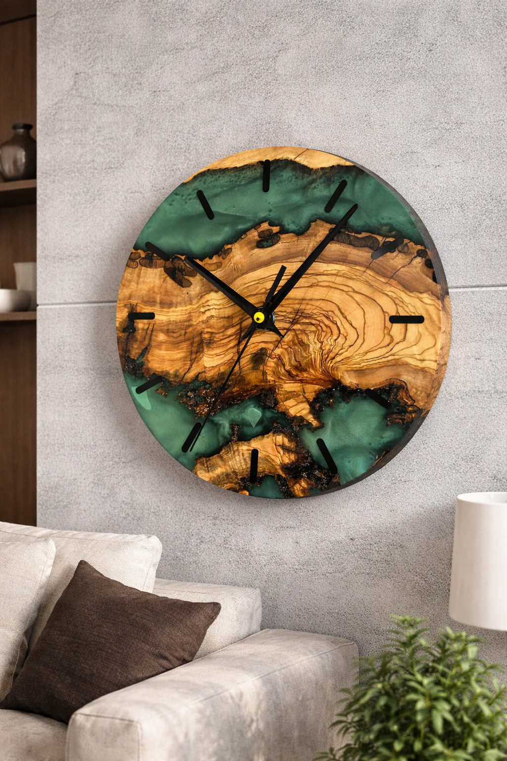 Orologio da parete in legno e resina