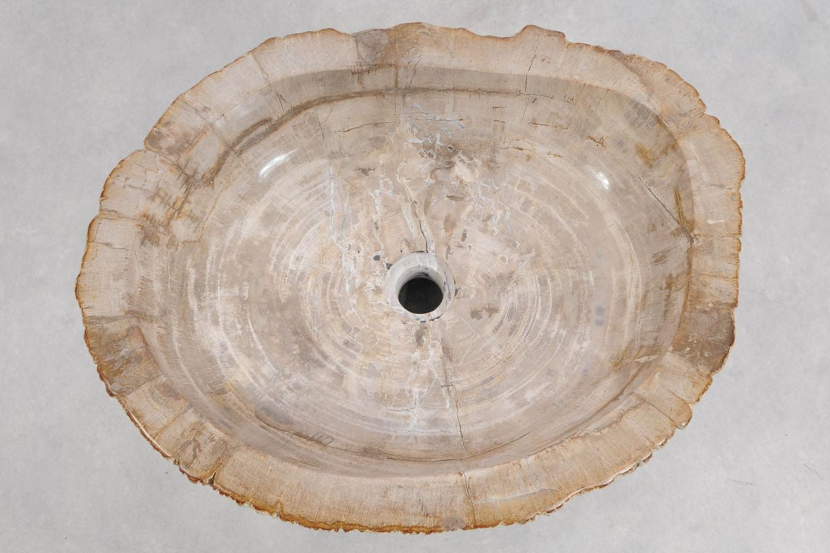 Lavandino da appoggio in legno pietrificato - 50217