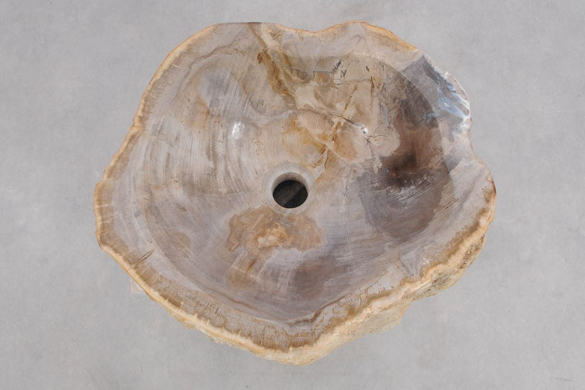 Lavandino da appoggio in legno pietrificato - 50224