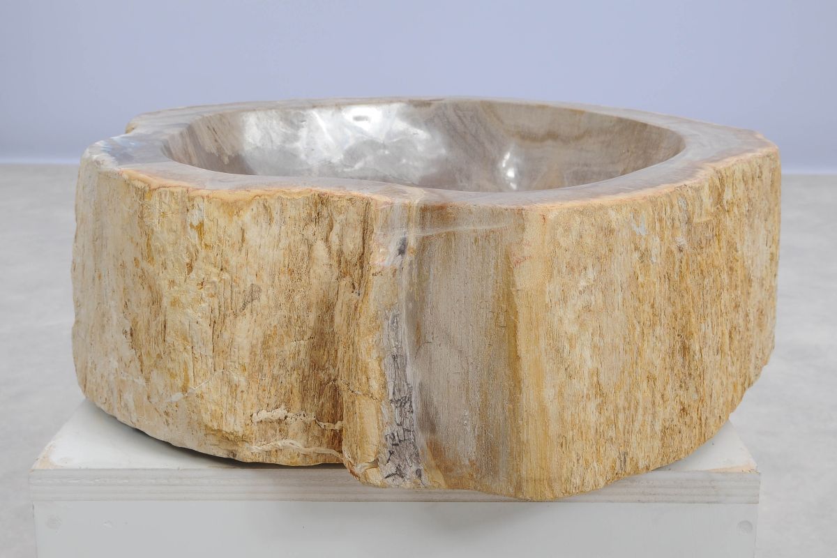 Lavandino da appoggio in legno pietrificato - 50224