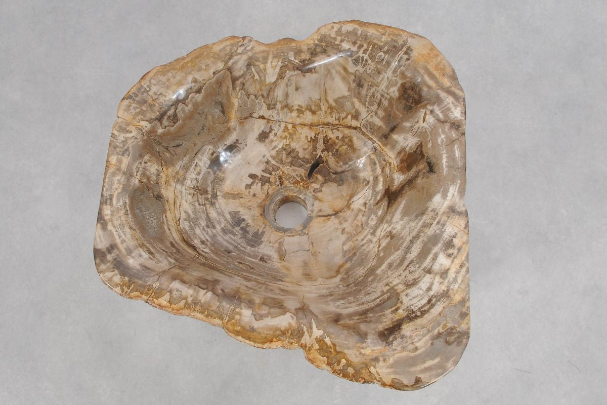 Lavandino da appoggio in legno pietrificato - 50237