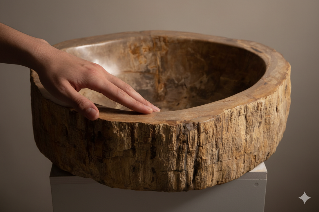 Come Scegliere il Lavabo in Legno Fossile Perfetto: Guida a Forma, Colore e Stile