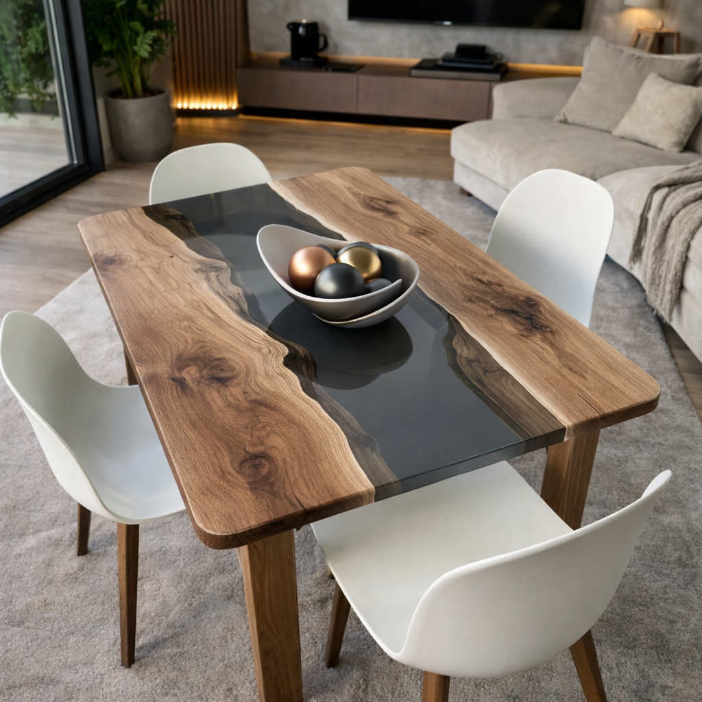 Tavoli da pranzo in legno e resina