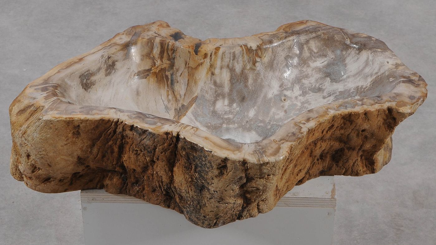Lavandino da appoggio in legno pietrificato - 56289