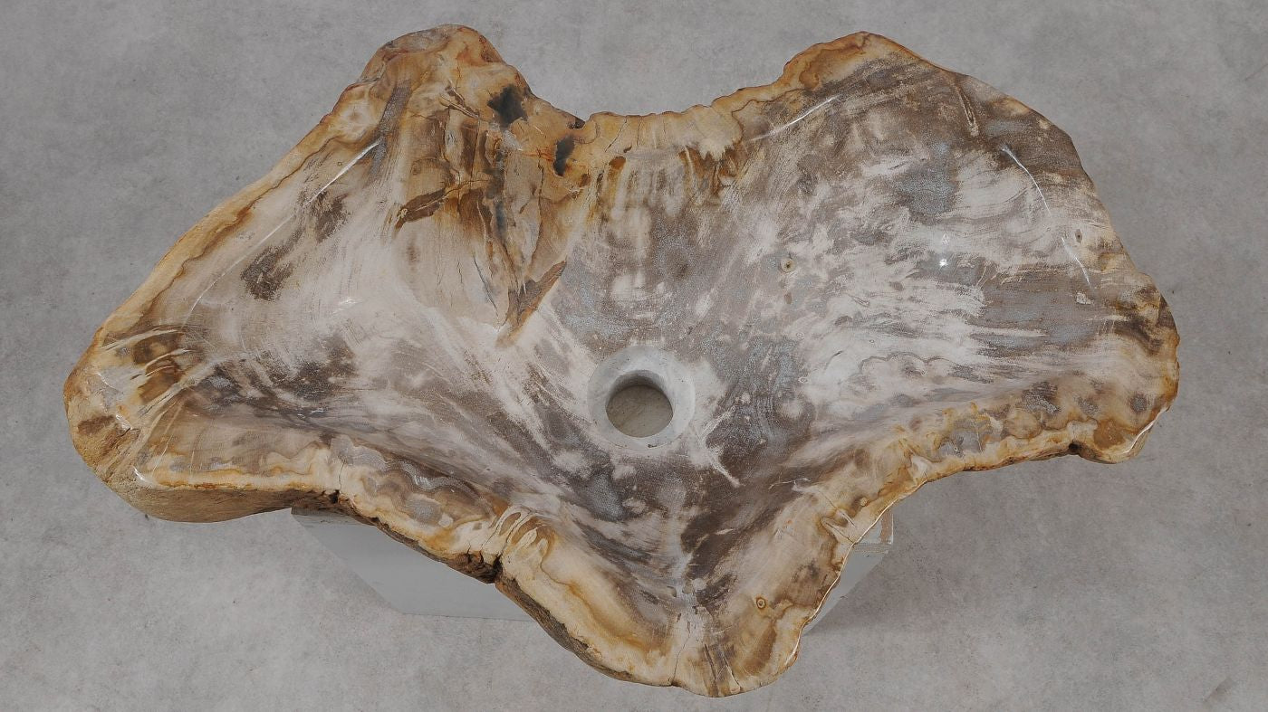 Lavandino da appoggio in legno pietrificato - 56289