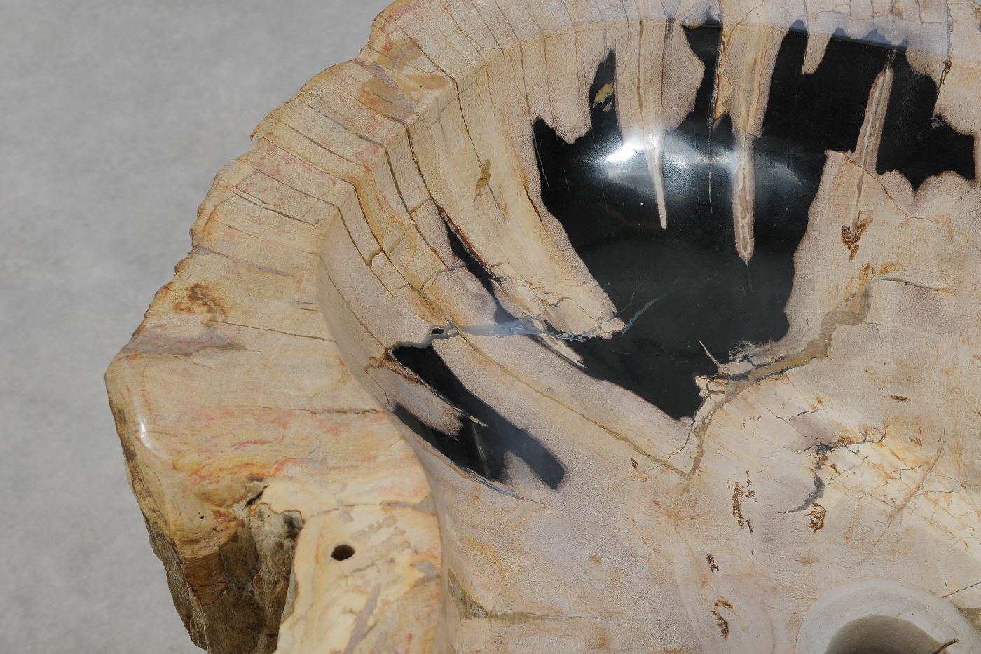 Lavandino da appoggio in legno pietrificato - 61323