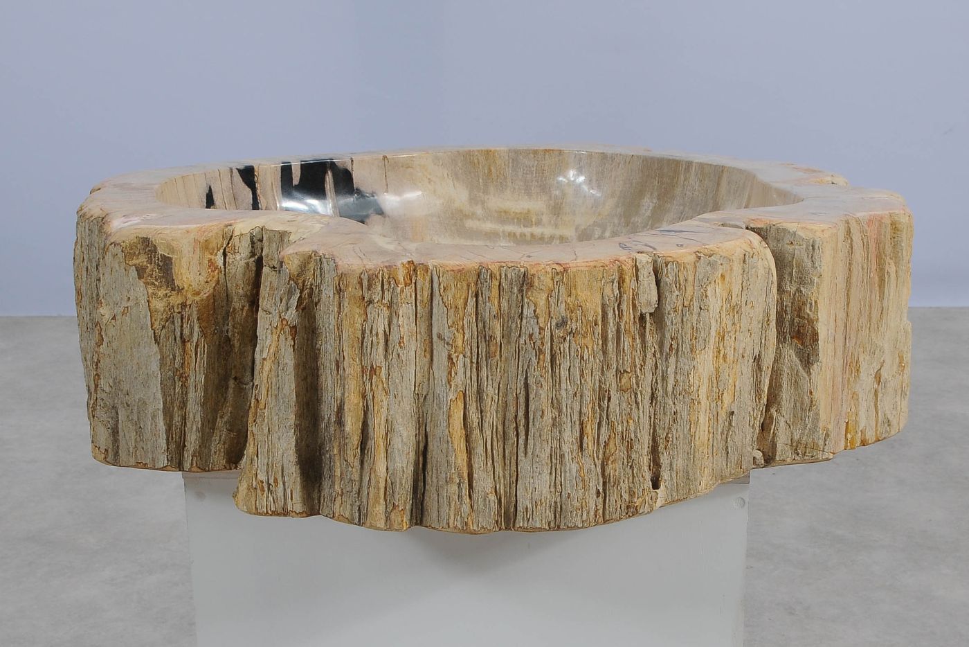 Lavandino da appoggio in legno pietrificato - 61323