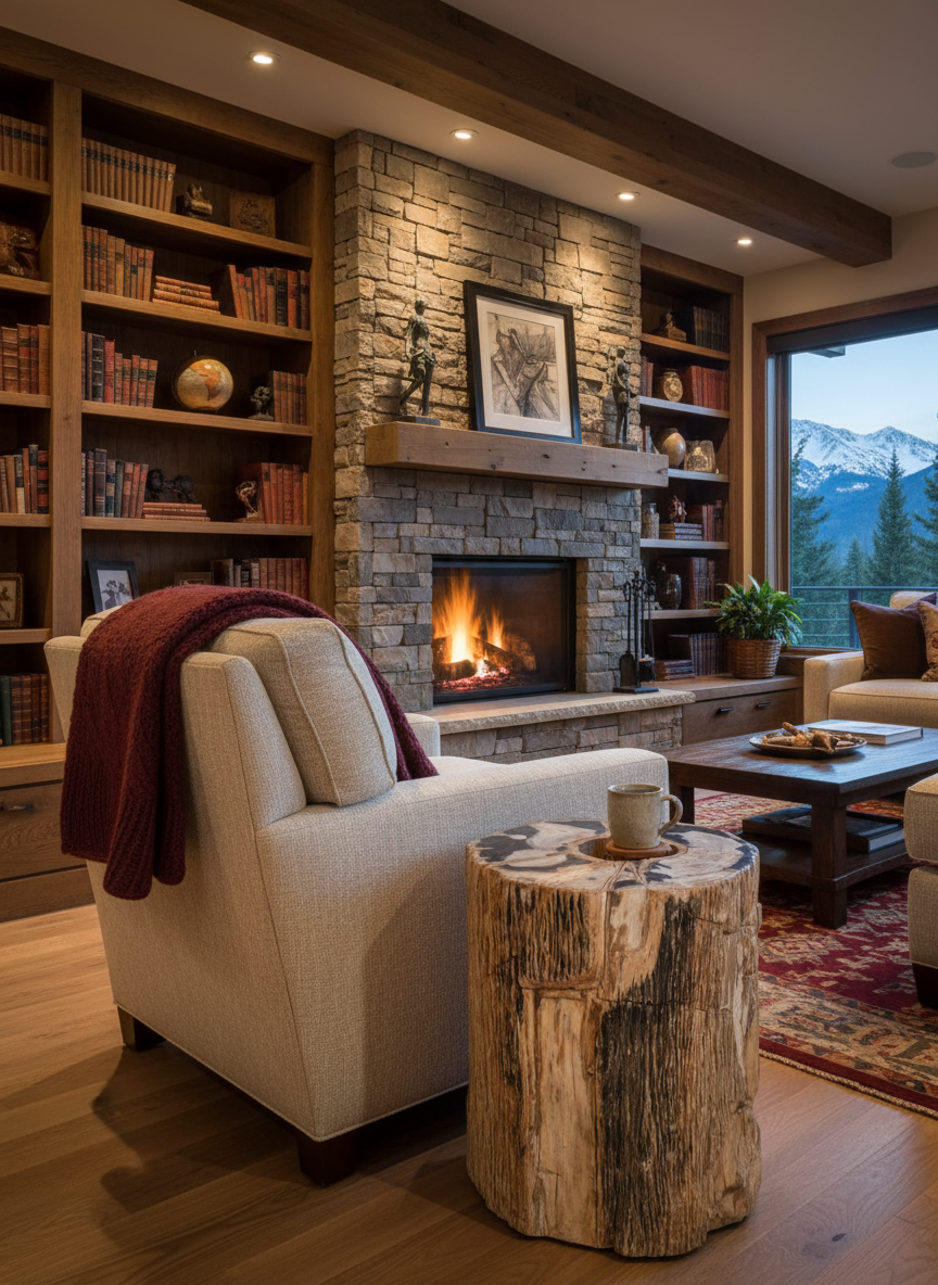 Tavolino tronco in legno pietrificato - 51325