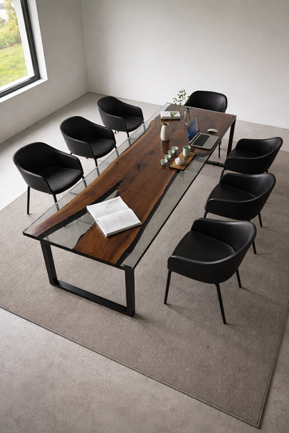 Scrivania Harmony in Rovere Massello e Resina Epossidica Semitrasparente