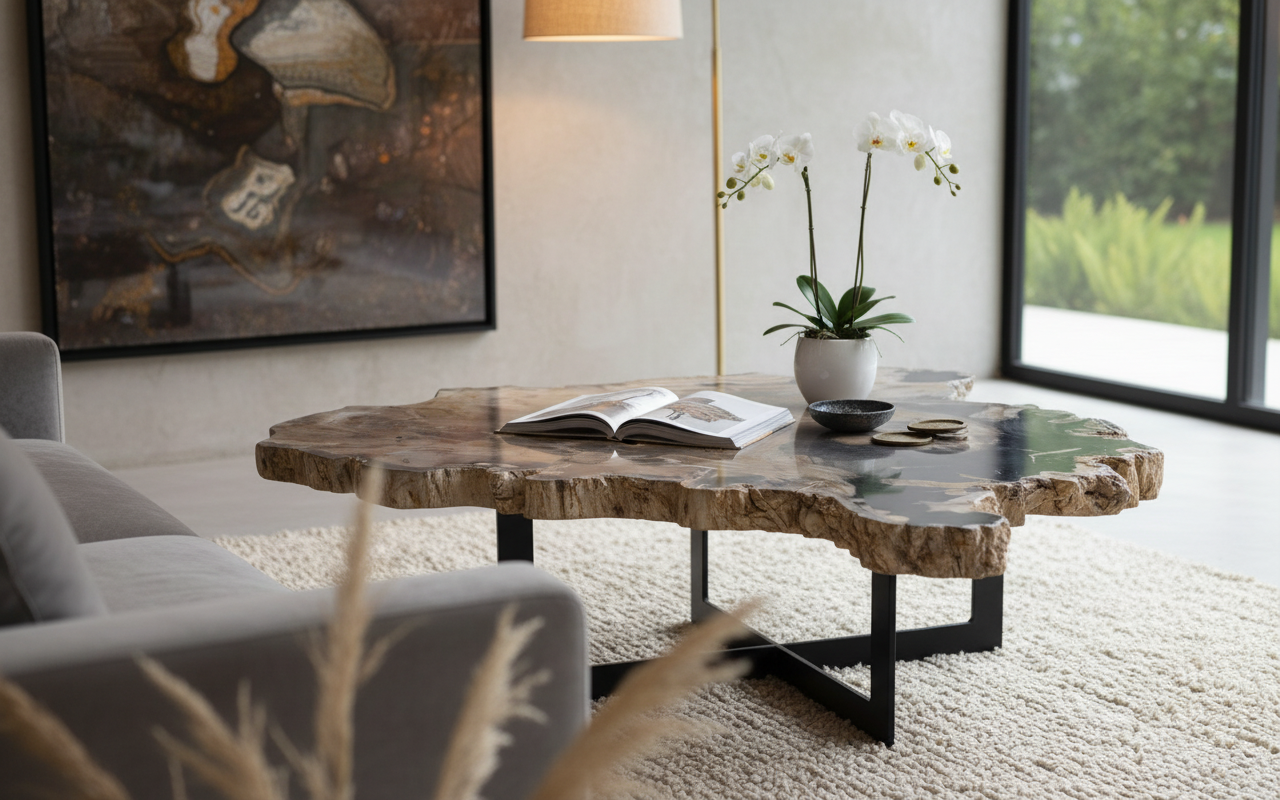 Lastra per tavolo in legno fossile - 55296