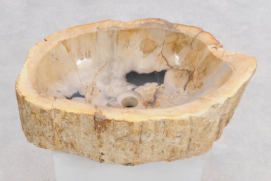 Lavandino da appoggio in legno pietrificato - 48320