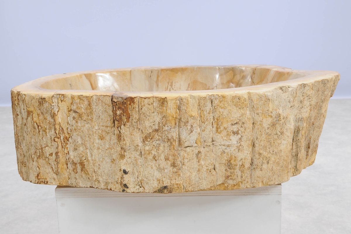 Lavandino da appoggio in legno pietrificato - 48320