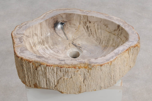 Lavandino da appoggio in legno pietrificato - 60418