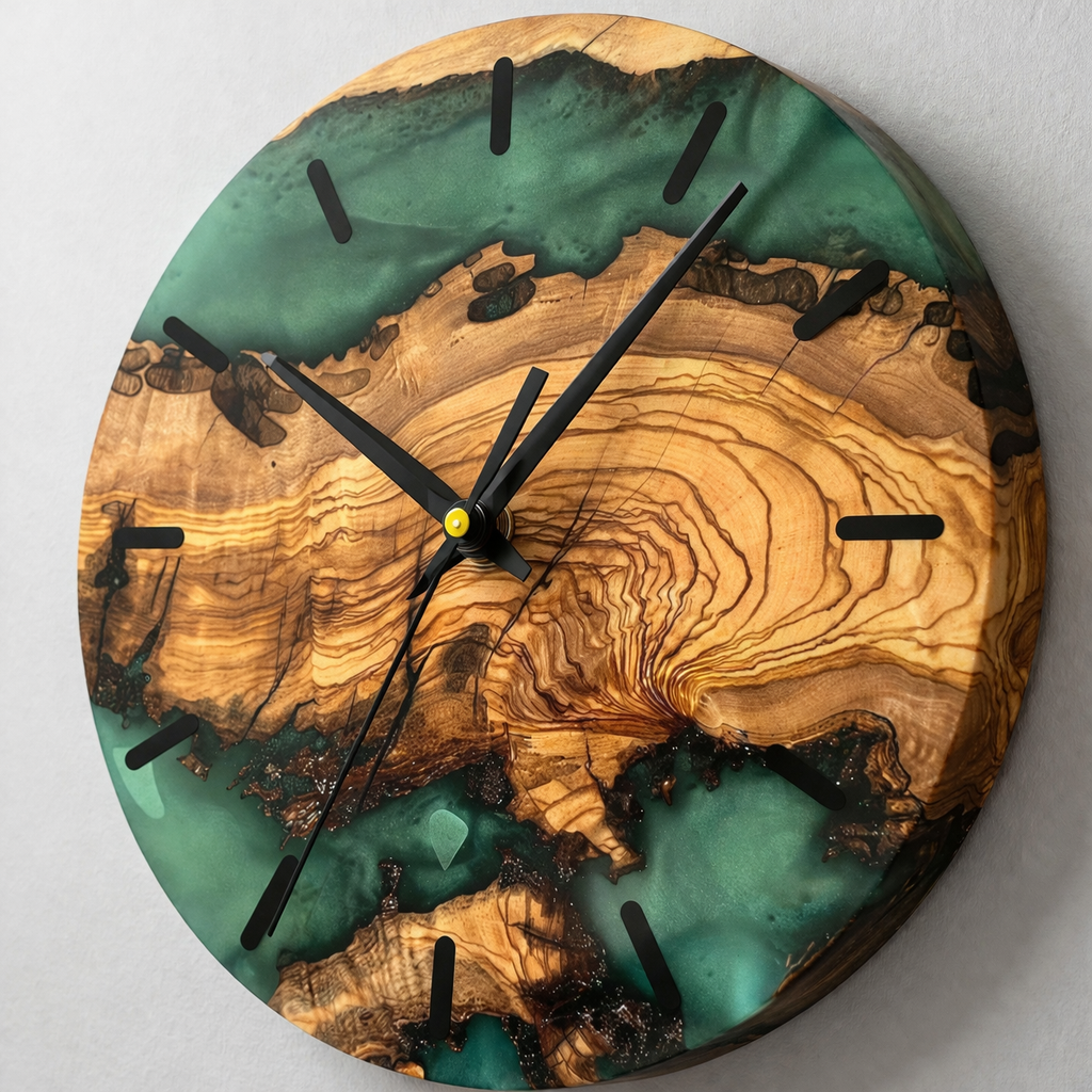 Orologio da parete in legno e resina