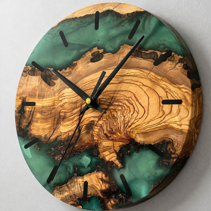 Orologio da parete in legno e resina