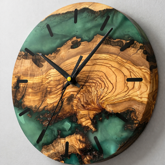 Orologio da parete in legno e resina