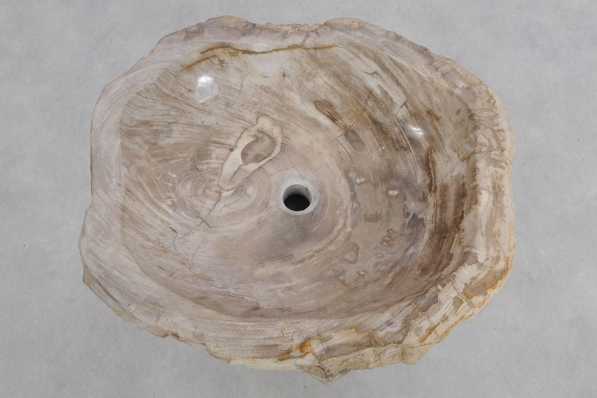 Lavandino da appoggio in legno pietrificato - 48320