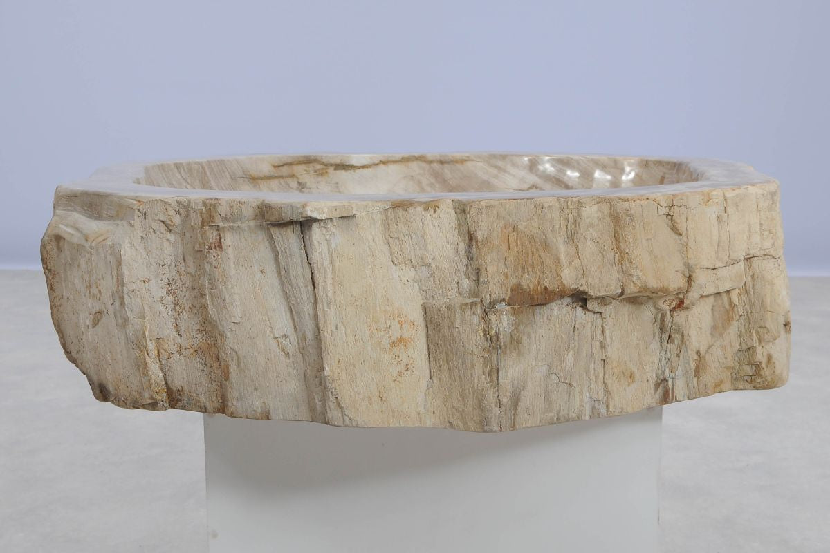 Lavandino da appoggio in legno pietrificato - 48320