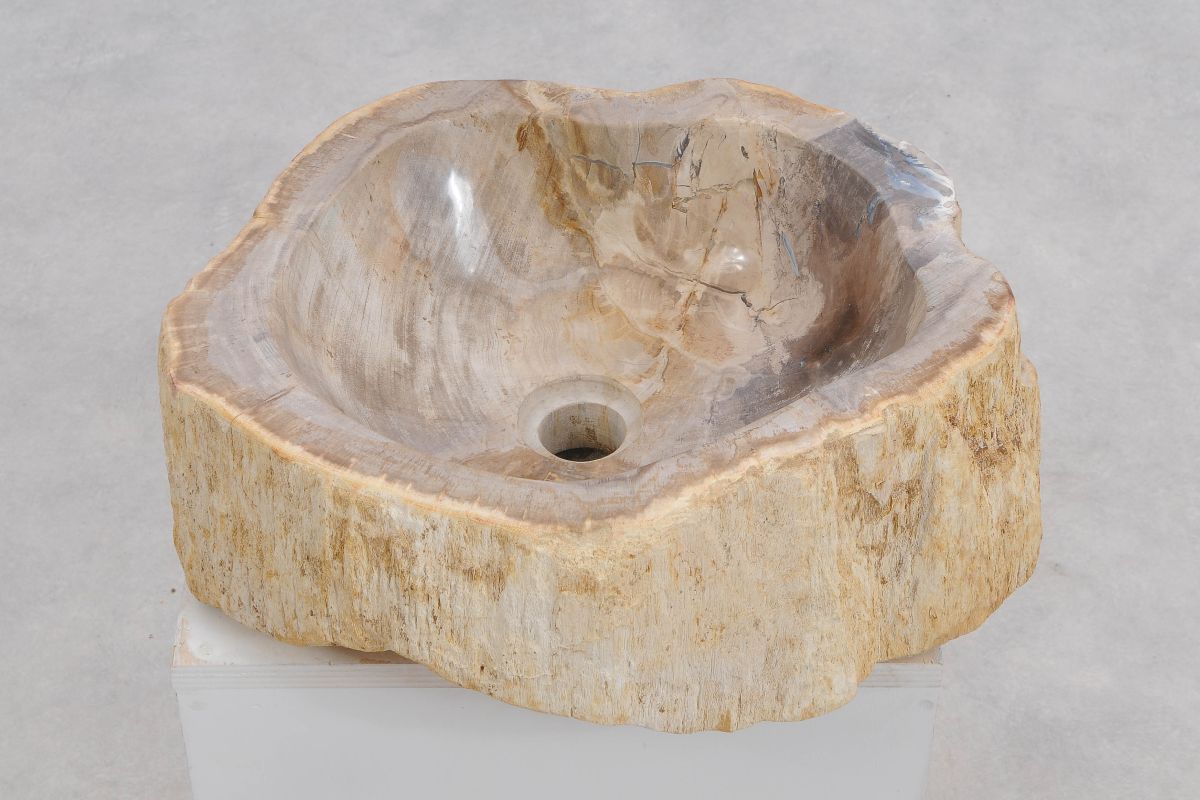 Lavandino da appoggio in legno pietrificato - 50224