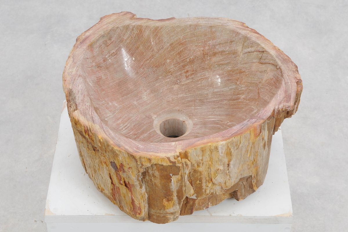 Lavandino da appoggio in legno pietrificato - 50228