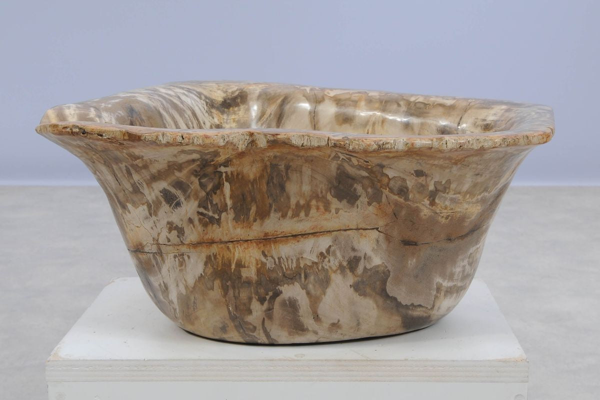 Lavandino da appoggio in legno pietrificato - 50237