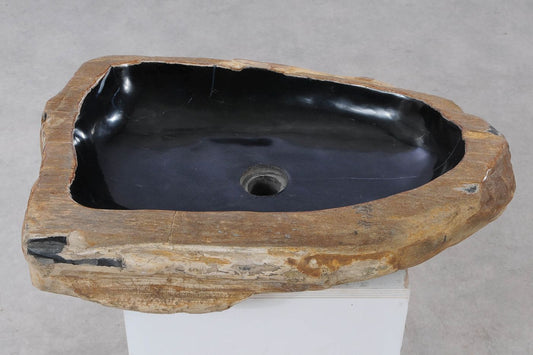 Lavandino da appoggio in legno pietrificato - 55270