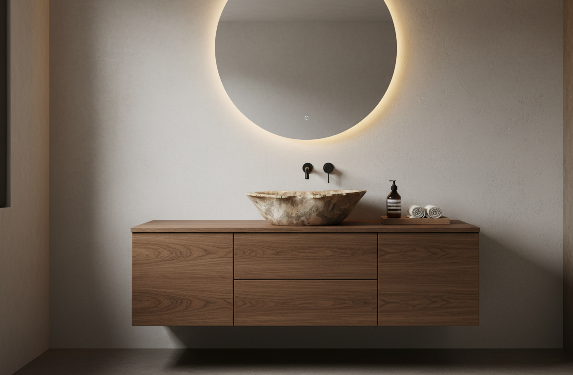 Lavandino da appoggio in legno pietrificato - 50237